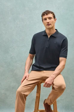 Polo Club Polos*Polo Esko à fermeture éclair et logo brodé Bleu Marine