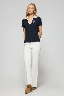 Polo Club Polos*Polo sans boutons ni écusson nautique Bleu Marine