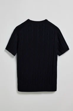 Polo Club Pulls|T-Shirts*Polo tressé à manches courtes à logo brodé Bleu Marine