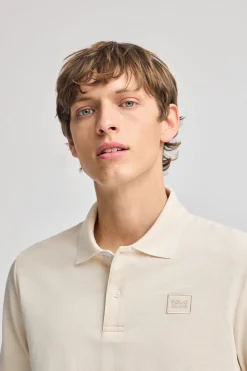 Polo Club Polos*Polo écru à manches longues et deux boutons avec écusson griffé Beige