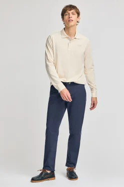 Polo Club Polos*Polo écru à manches longues et deux boutons avec écusson griffé Beige