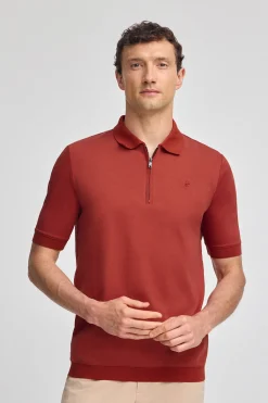 Polo Club Polos*Polo Esko rougeâtre avec fermeture éclair et monogramme brodé Rouge tuile