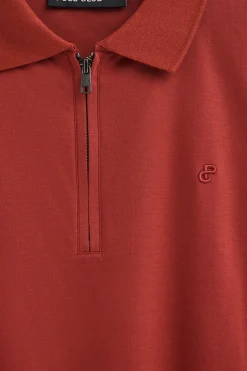 Polo Club Polos*Polo Esko rougeâtre avec fermeture éclair et monogramme brodé Rouge tuile