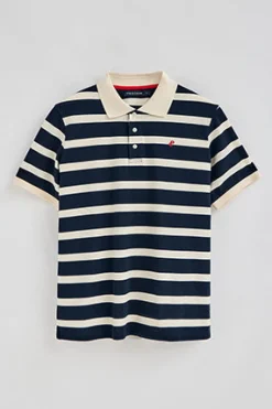 Polo Club Polos*Polo Genova rayé avec broderie monogramme Bleu Marine
