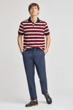 Polo Club Polos*Polo Genova marron rayé avec broderie monogramme Grenat