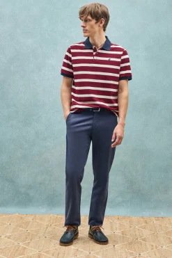 Polo Club Polos*Polo Genova marron rayé avec broderie monogramme Grenat