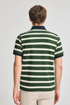 Polo Club Polos*Polo Genova rayé avec broderie monogramme Vert Bouteille