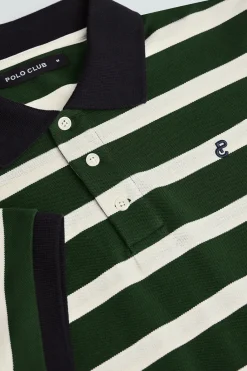 Polo Club Polos*Polo Genova rayé avec broderie monogramme Vert Bouteille