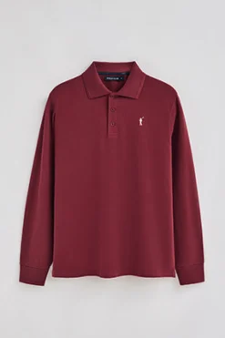Polo Club Polos*Polo à manches longues à trois boutons et broderie Rigby Go Grenat