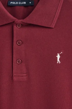 Polo Club Polos*Polo à manches longues à trois boutons et broderie Rigby Go Grenat