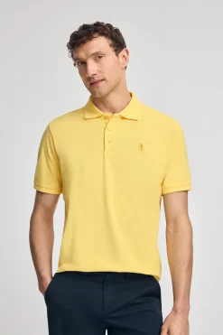 Polo Club Polos*Polo jaune clair piqué à manches courtes avec broderie Rigby Best Jaune tendre