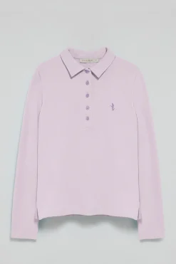 Polo Club Polos*Polo à manches longues en coton avec broderie Rigby Best Lavande