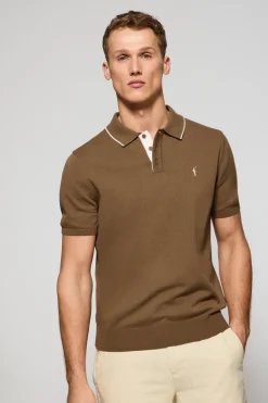 Polo Club Pulls|Polos*Polo moka en maille avec boutons et broderie Rigby Go Mocca
