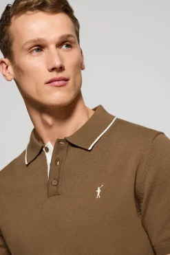 Polo Club Pulls|Polos*Polo moka en maille avec boutons et broderie Rigby Go Mocca