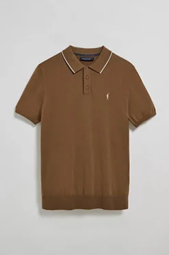 Polo Club Pulls|Polos*Polo moka en maille avec boutons et broderie Rigby Go Mocca