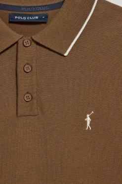 Polo Club Pulls|Polos*Polo moka en maille avec boutons et broderie Rigby Go Mocca