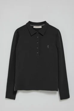 Polo Club Polos*Polo à manches longues en coton avec broderie Rigby Best Noir