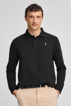 Polo Club Polos*Polo à manches longues à trois boutons et broderie Rigby Go Noir