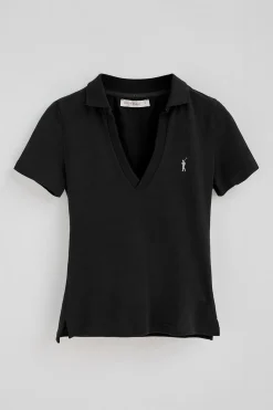 Polo Club Polos*Polo en coton et lin sans boutons avec broderie Rigby Go Noir