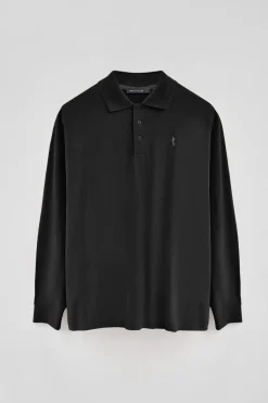 Polo Club Polos*Polo en piqué à manches longues avec broderie Rigby Best Noir