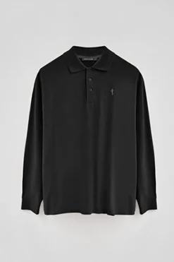 Polo Club Polos*Polo en piqué à manches longues avec broderie Rigby Best Noir
