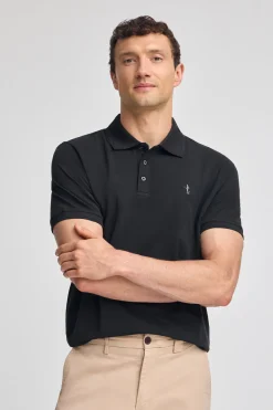 Polo Club Polos*Polo en piqué à manches courtes avec broderie Rigby Best Noir