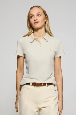 Polo Club Polos*Polo Pereira couleur écru à cinq boutons avec broderie Rigby Go Beige