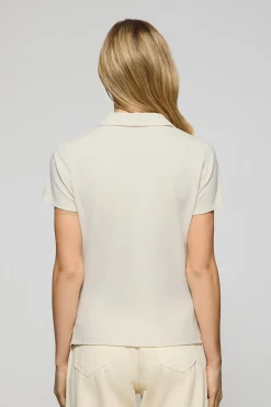 Polo Club Polos*Polo Pereira couleur écru à cinq boutons avec broderie Rigby Go Beige