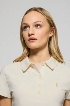 Polo Club Polos*Polo Pereira couleur écru à cinq boutons avec broderie Rigby Go Beige