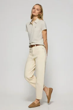 Polo Club Polos*Polo Pereira couleur écru à cinq boutons avec broderie Rigby Go Beige