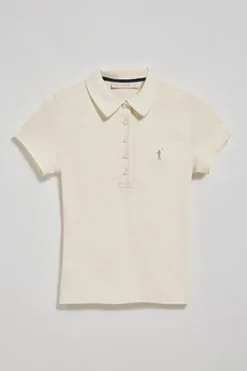 Polo Club Polos*Polo Pereira couleur écru à cinq boutons avec broderie Rigby Go Beige