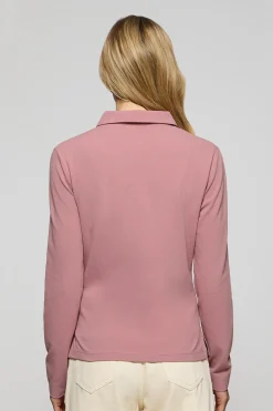Polo Club Polos*Polo Priyanka couleur rose pastel à cinq boutons, avec broderie Rigby Go Rose poudré