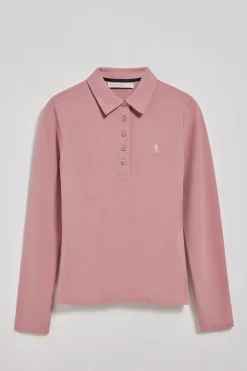 Polo Club Polos*Polo Priyanka couleur rose pastel à cinq boutons, avec broderie Rigby Go Rose poudré