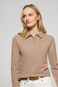 Polo Club Polos*Polo Priyanka marron clair à cinq boutons, avec broderie Rigby Go Brun