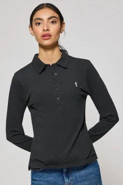 Polo Club Polos*Polo Priyanka à cinq boutons, avec broderie Rigby Go Noir