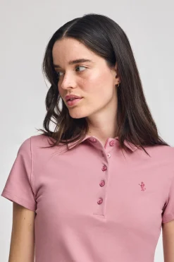 Polo Club Polos*Polo rose pastel à manches courtes en coton avec broderie Rigby Best Rose poudré