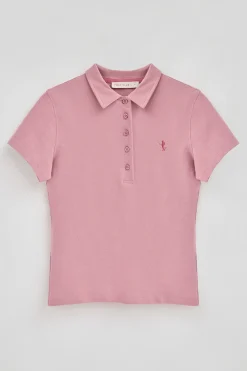 Polo Club Polos*Polo rose pastel à manches courtes en coton avec broderie Rigby Best Rose poudré