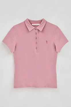 Polo Club Polos*Polo rose pastel à manches courtes en coton avec broderie Rigby Best Rose poudré