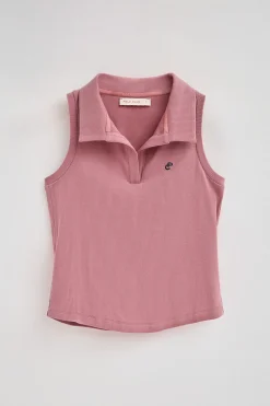 Polo Club Polos*Polo rose pastel sans manches à monogramme brodé Rose poudré