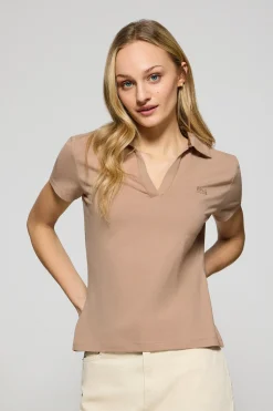 Polo Club Polos*Polo sans boutons Pedraza marron doux avec logo caoutchouté Brun