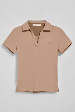 Polo Club Polos*Polo sans boutons Pedraza marron doux avec logo caoutchouté Brun