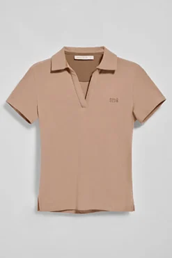 Polo Club Polos*Polo sans boutons Pedraza marron doux avec logo caoutchouté Brun