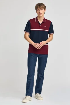 Polo Club Polos*Polo Veil en piqué bicolore avec détails brodés Grenat