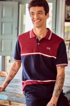 Polo Club Polos*Polo Veil en piqué bicolore avec détails brodés Grenat