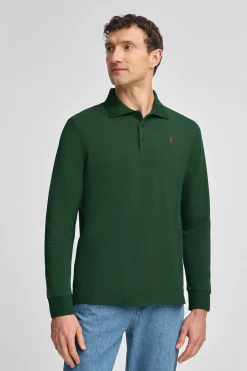 Polo Club Polos*Polo à manches longues à trois boutons et broderie Rigby Go Vert Bouteille