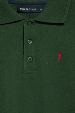 Polo Club Polos*Polo à manches longues à trois boutons et broderie Rigby Go Vert Bouteille