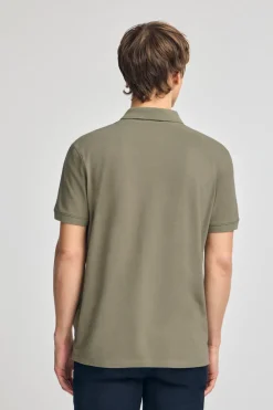 Polo Club Polos*Polo vert clair en coton et lin avec deux boutons et monogramme brodé Vert sauge
