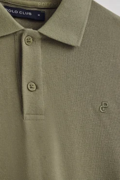 Polo Club Polos*Polo vert clair en coton et lin avec deux boutons et monogramme brodé Vert sauge