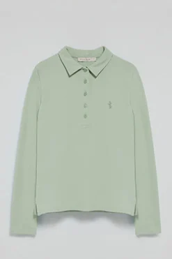 Polo Club Polos*Polo à manches longues en coton avec broderie Rigby Best Vert jade