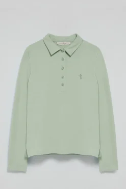 Polo Club Polos*Polo à manches longues en coton avec broderie Rigby Best Vert jade
